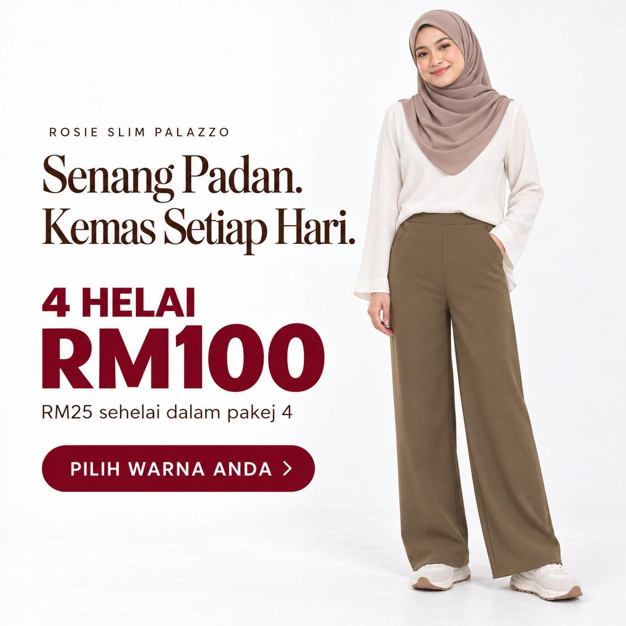 Rosie Slim Pallazo โ 4 Helai RM100