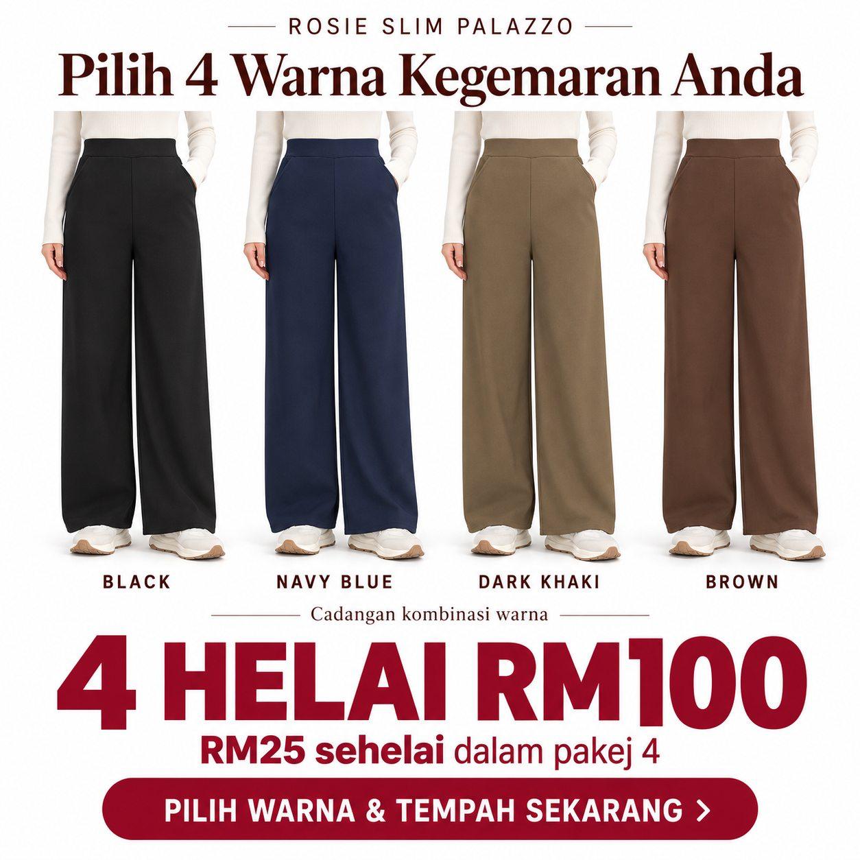 Pilih 4 warna kegemaran anda โ 4 helai RM100